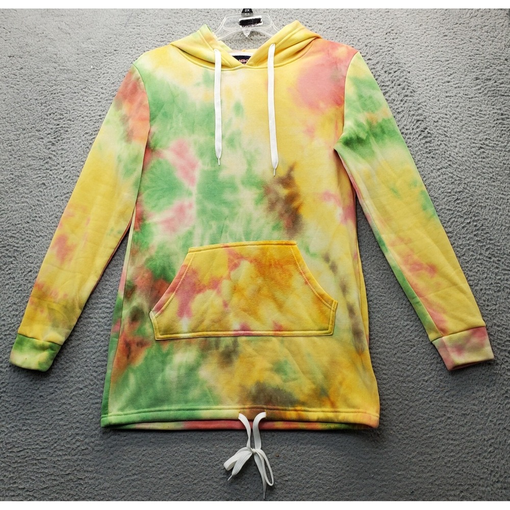 Bamboo Sports Hoodie Women's L Multi Tie Dye Fleece Lined Long Sleeve Drawstring